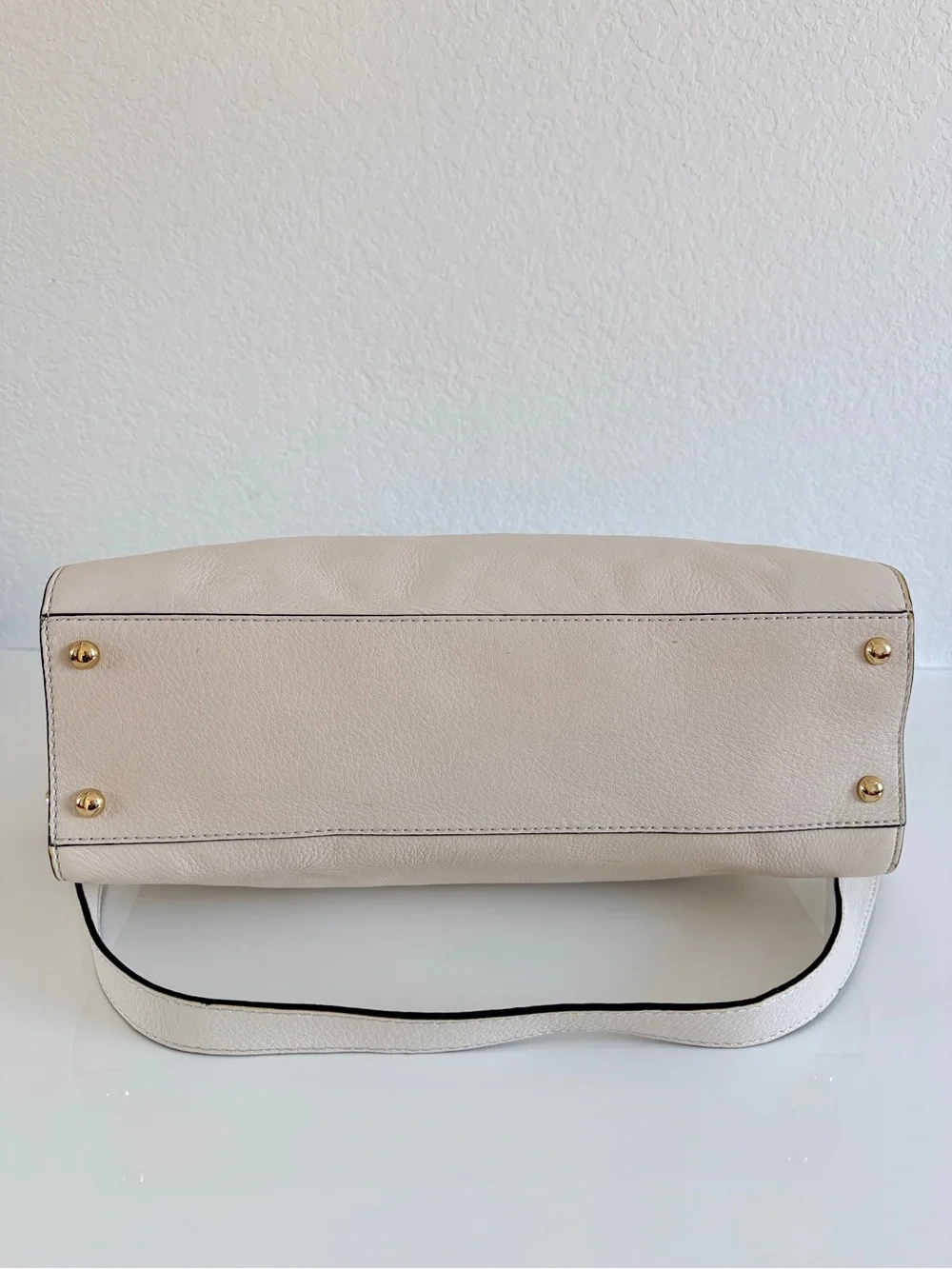 Michael Kors Cream Leather Satchel with Gold Hardware